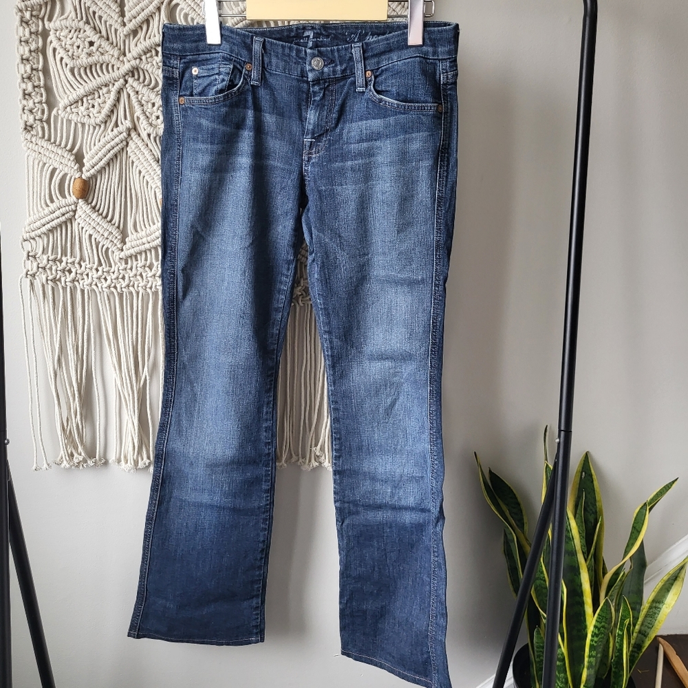 7 for all mankind flare "A" pocket with crystals medium wash flare jean Sz 28